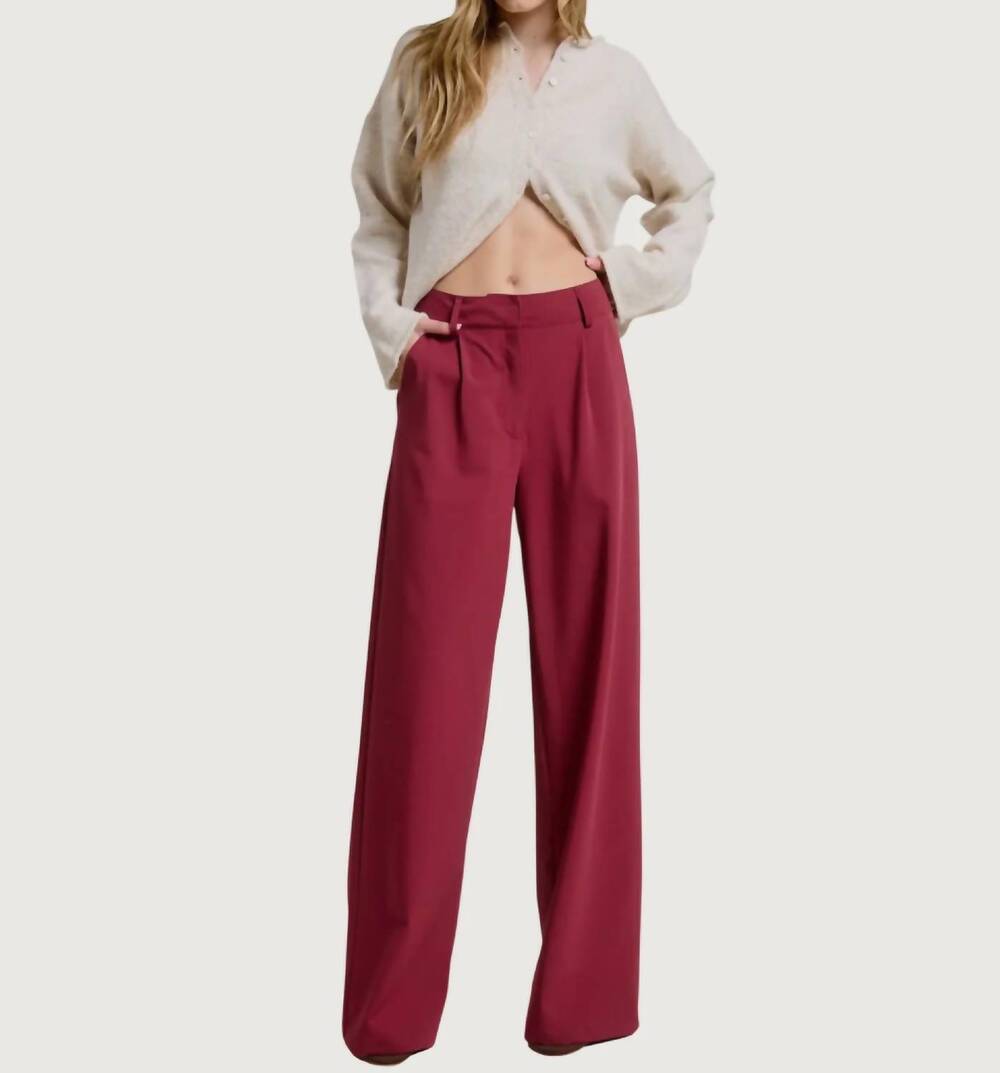 NEW MIMOSA raye wide leg pants in burgundy